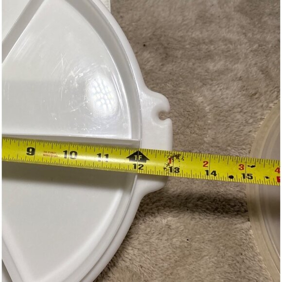 Tupperware White Divided Serving Tray With Lid 12" Round Plastic Party Platter - Picture 4 of 8
